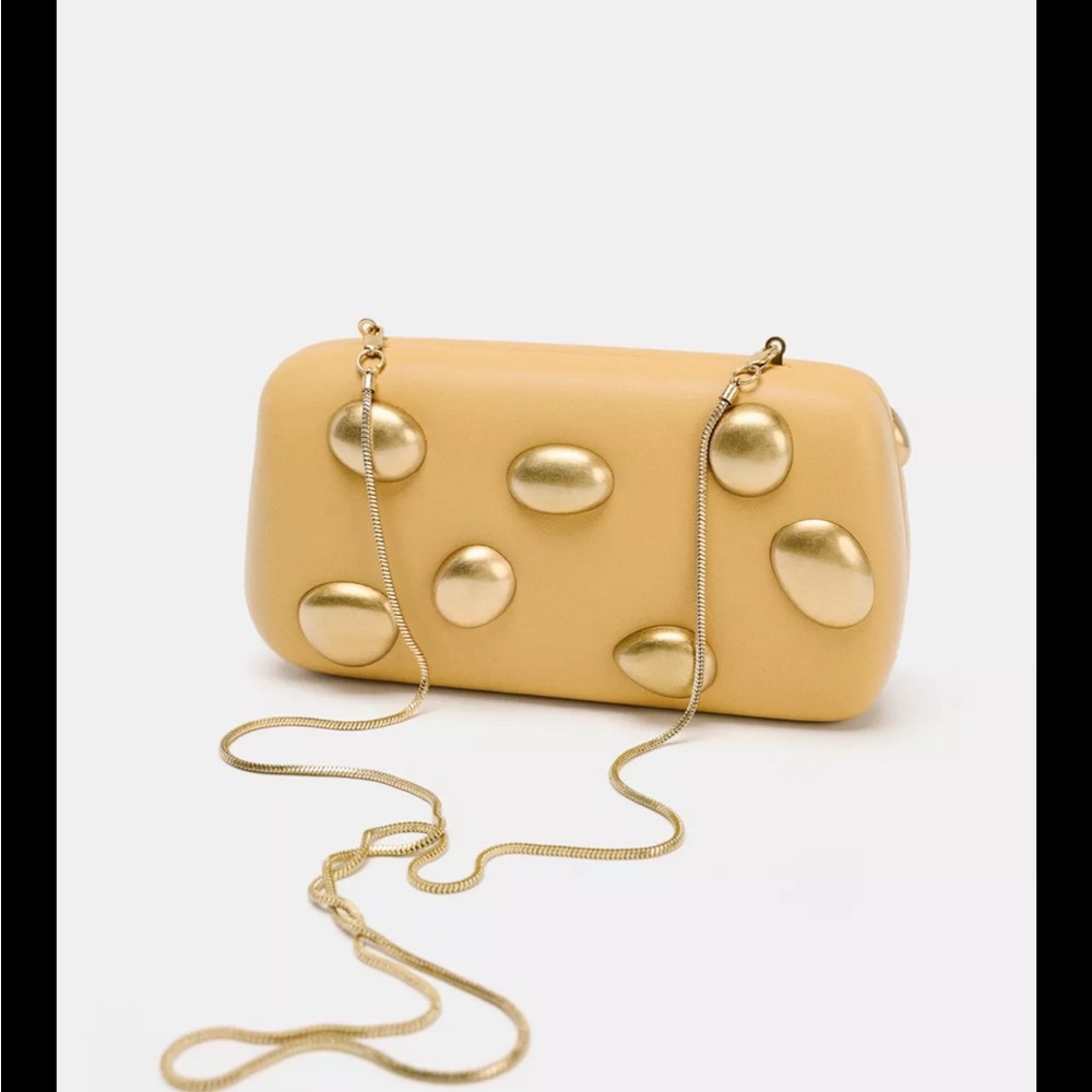 Zara Tan Crossbody Bag with Gold Accents